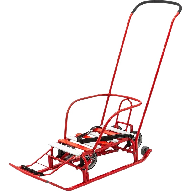 Изображение товара Детские санки с колёсами и ручкой Nika Тимка 5 Универсал алый Россия