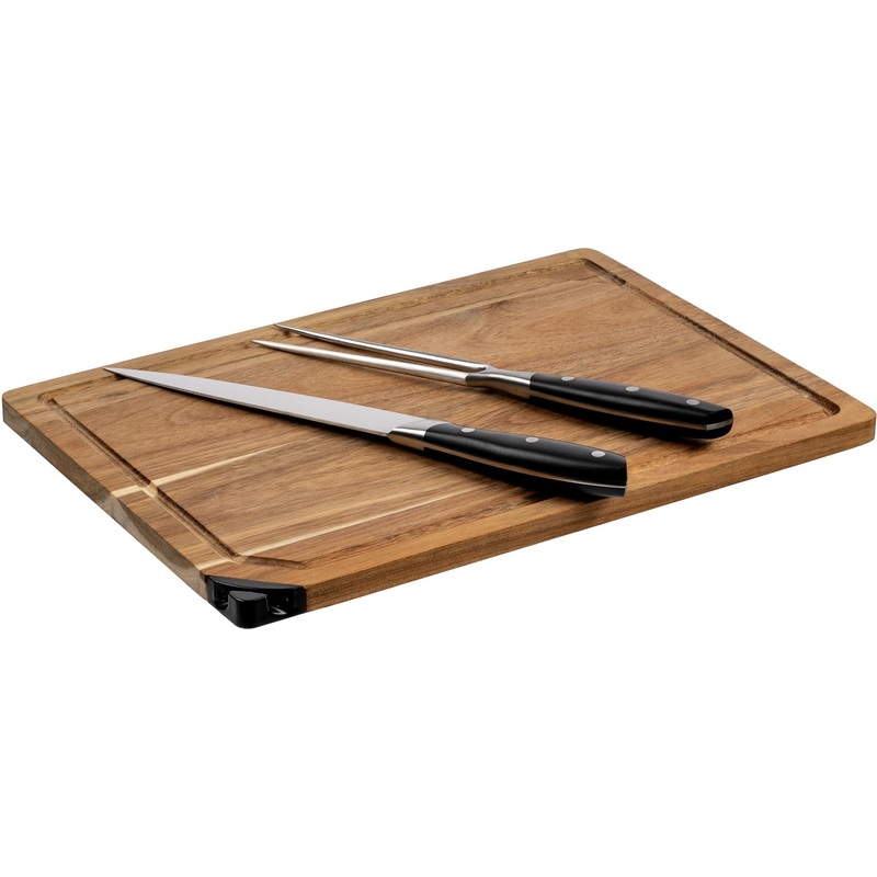 Изображение товара Набор для мяса Slice Twice с ножом-слайсером, вилкой и доской с точилкой