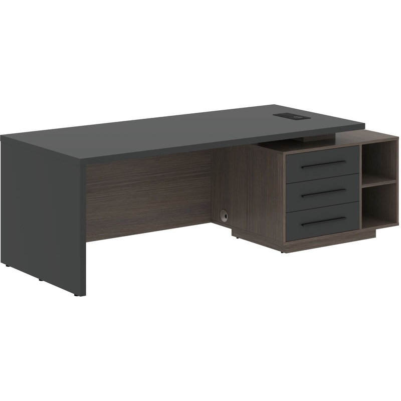 Изображение товара Стол руководителя правый (яшма чёрный/дуб сильвер, 1200х750х1200 мм)