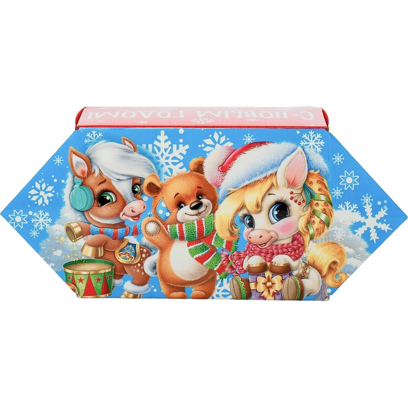 Изображение товара Новогодний сладкий подарок РОКО Праздник с мишкой 200 г яркое праздничное украшение