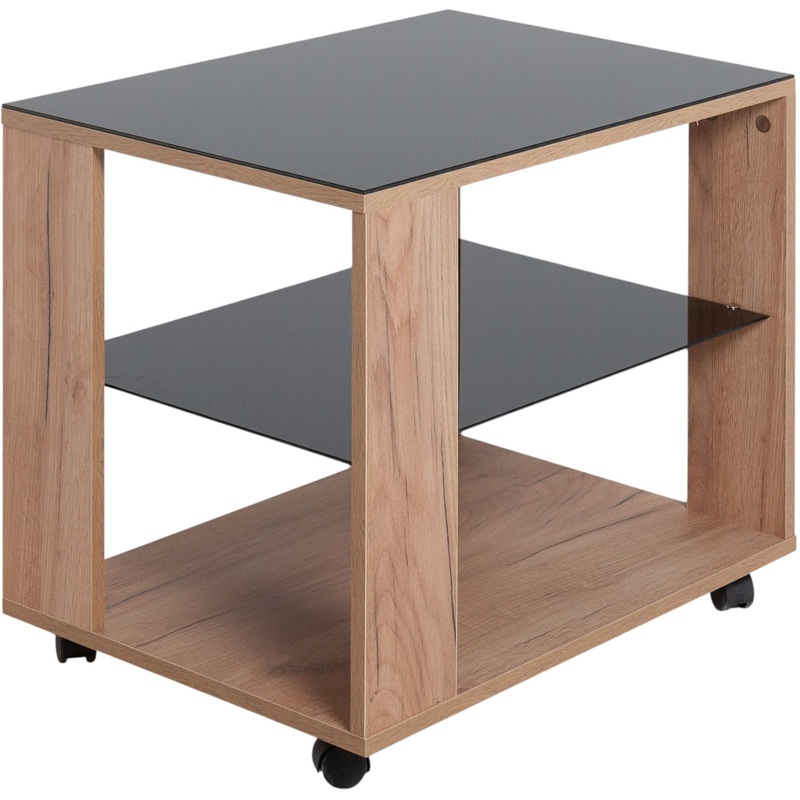 Изображение товара Столик журнальный BeautyStyle 5 на колёсиках (дуб крафт золотой/чёрный, 650х450х565 мм)