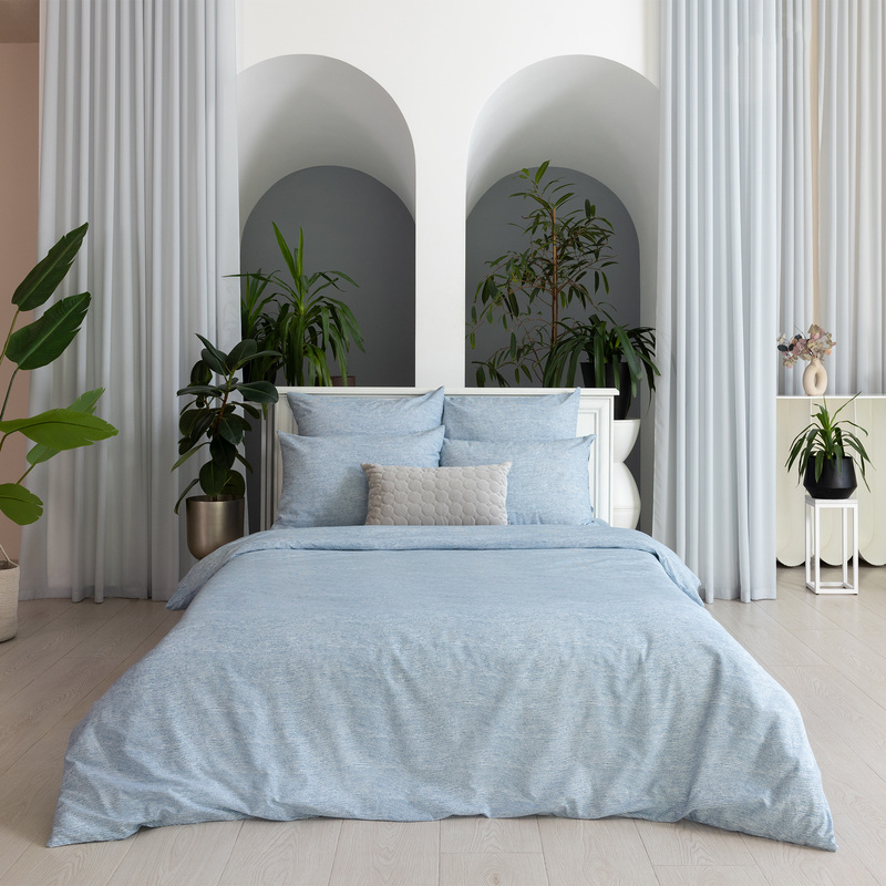 Изображение товара Постельное белье Волшебная ночь Pixel семейное перкаль голубое