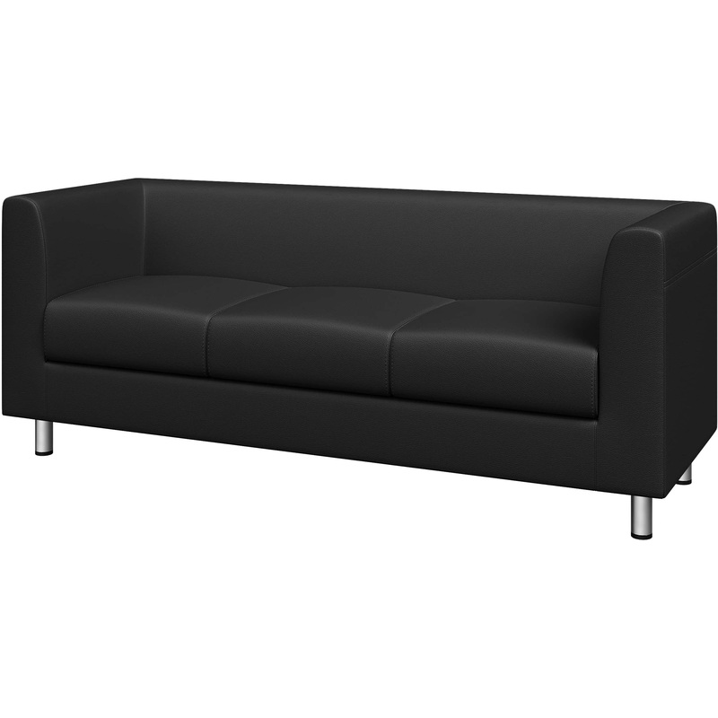 Изображение товара Диван трехместный Домино черный экокожа для комфортного отдыха