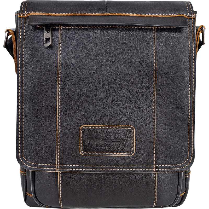 Изображение товара Сумка повседневная мужская Pellecon чёрная/коричневая (123-82035-1)