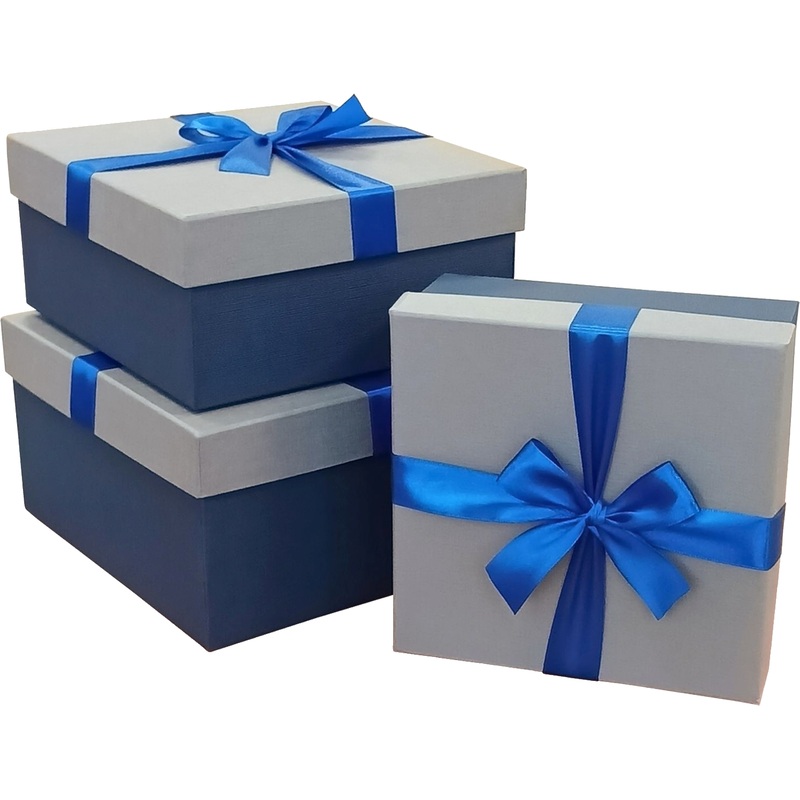 Изображение товара Набор подарочных коробок Рута Упак 3 в 1 с фактурным тиснением и бантом