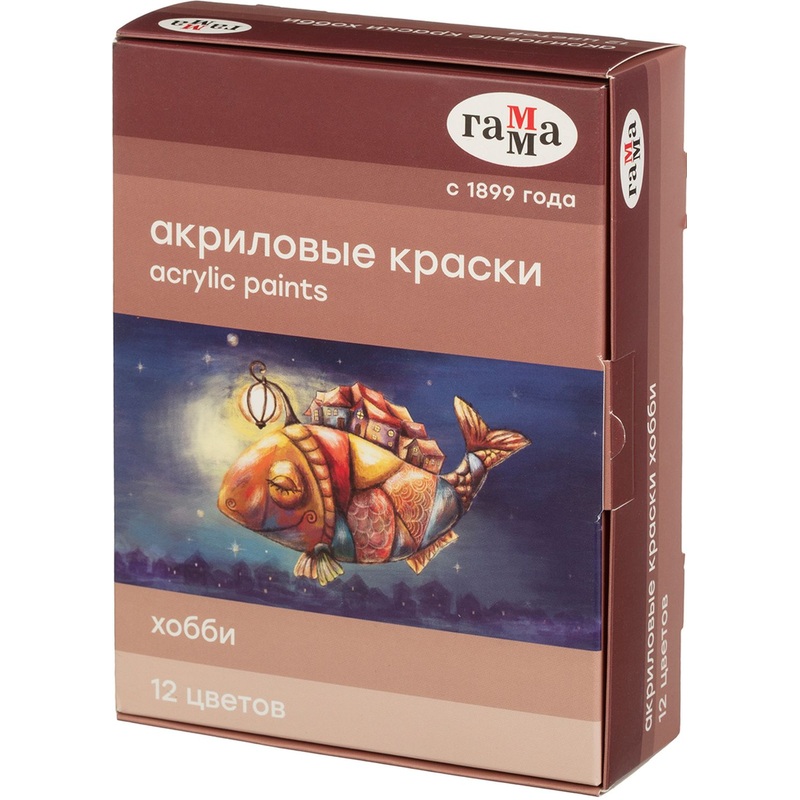 Изображение товара Краски акриловые Гамма Хобби набор 12 цветов по 20 мл глянцевые