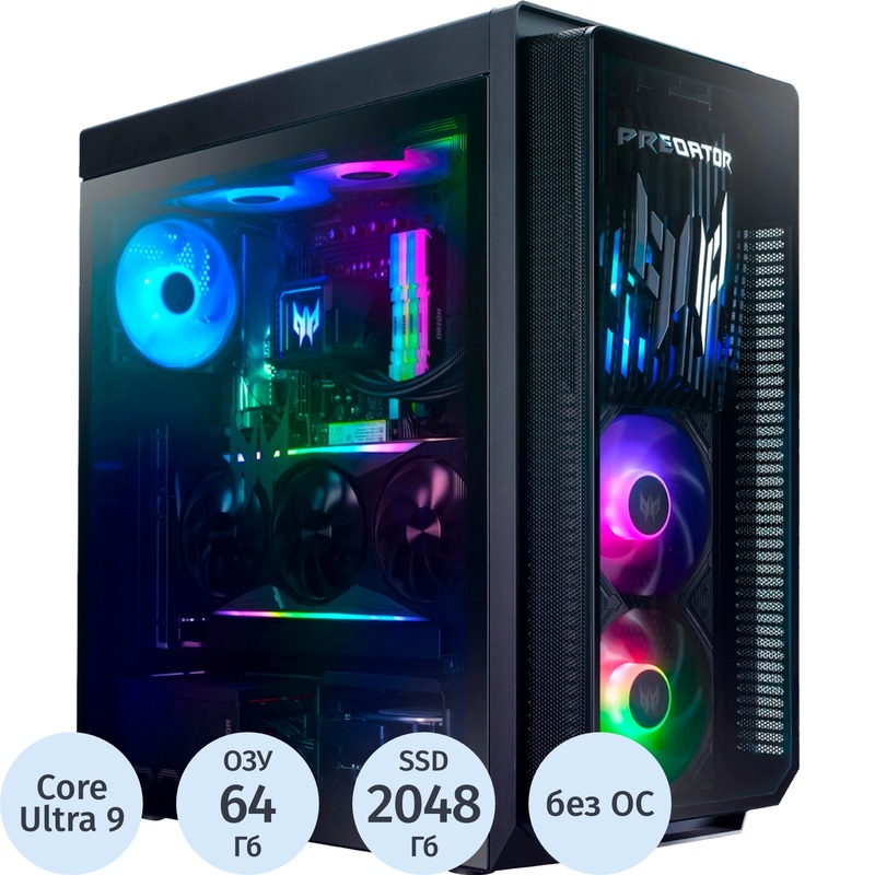 Изображение товара Системный блок игровой Acer Predator Orion 7000 PO7-660 Core Ultra 9 285K/DDR5 64 ГБ/SSD 2048 ГБ/без ОС (DG.E4DCD.009)
