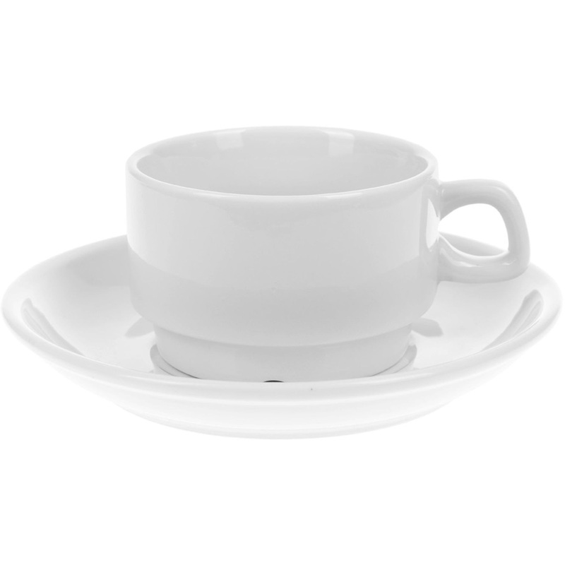 Изображение товара Фарфоровая чайная пара Collage 250 мл чашка и блюдце белая