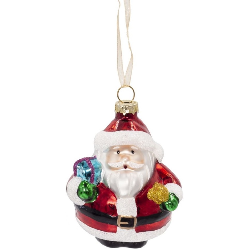 Изображение товара Ёлочная игрушка Санта стекло разноцветная 10 см