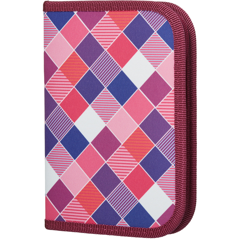 Изображение товара Пенал односекционный Комус Класс клетка розовая для девочек школьников 19x13 см