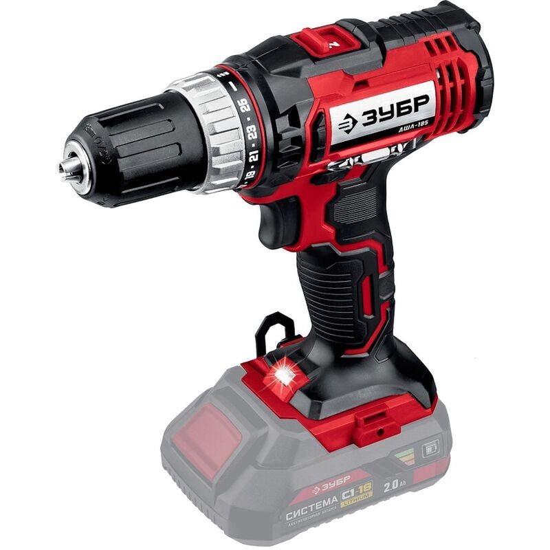 Изображение товара Аккумуляторная дрель-шуруповерт Зубр ДШЛ-185 без АКБ и ЗУ