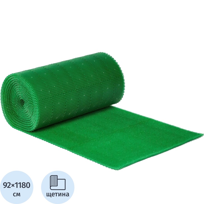 Изображение товара Грязезащитный коврик-дорожка щетинистый 92x1180 см зелёный