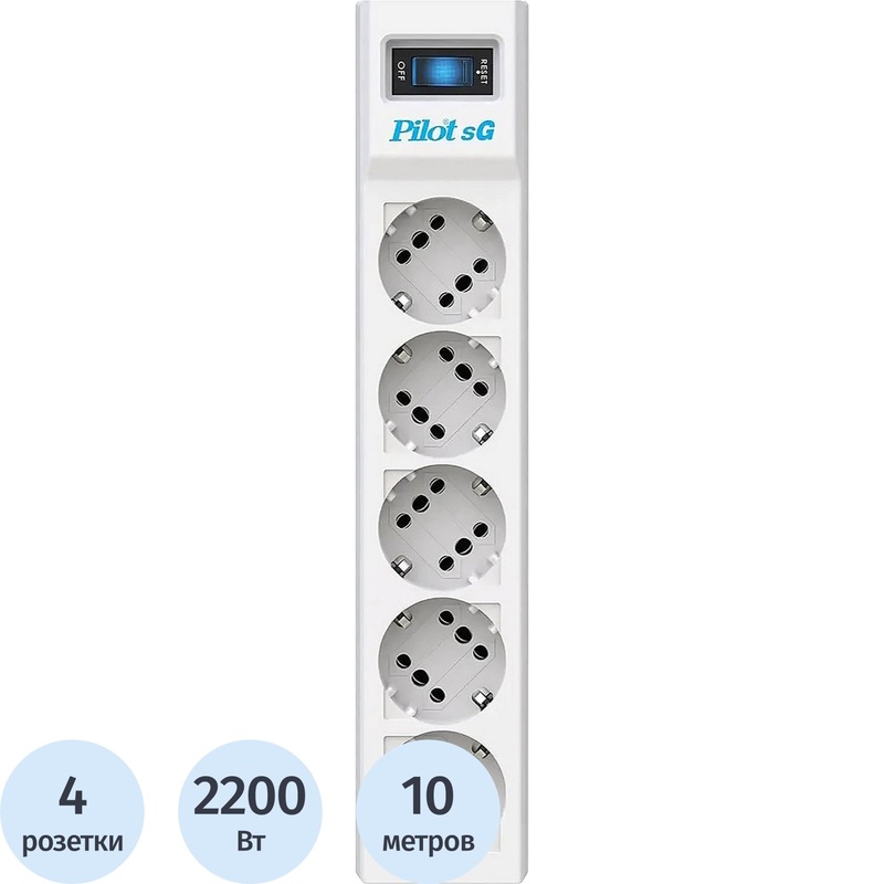 Изображение товара Сетевой фильтр ZIS Pilot sG на 4 розетки 10 метров