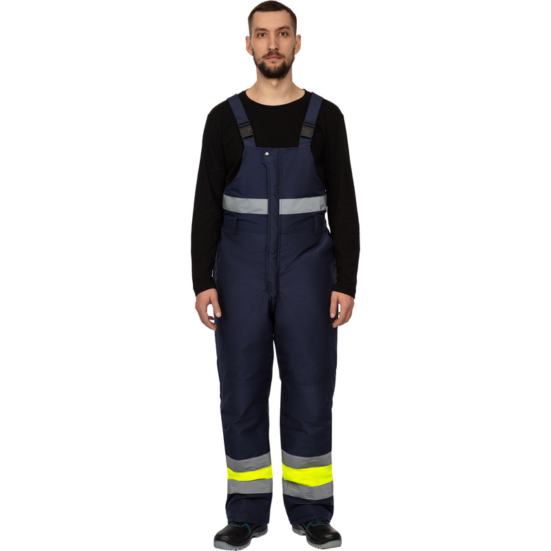 Изображение товара Рабочий зимний полукомбинезон мужской зс04-ПК с СОП флуоресцентный жёлтый синий