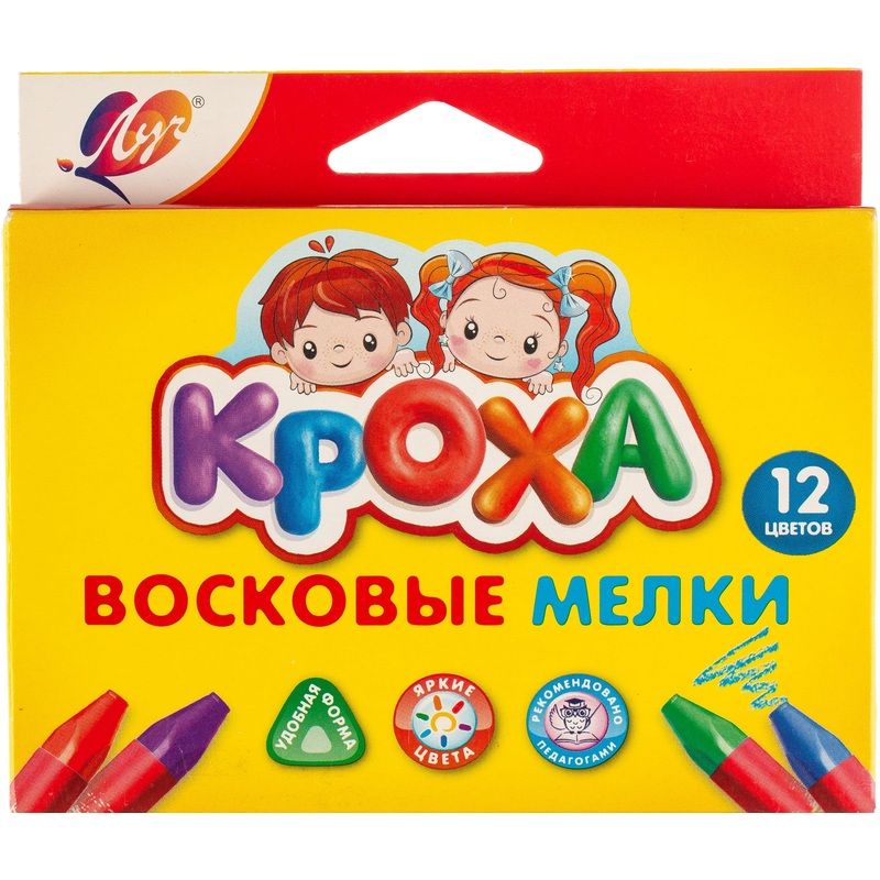Изображение товара Мелки восковые Луч Кроха трехгранные 12 цветов