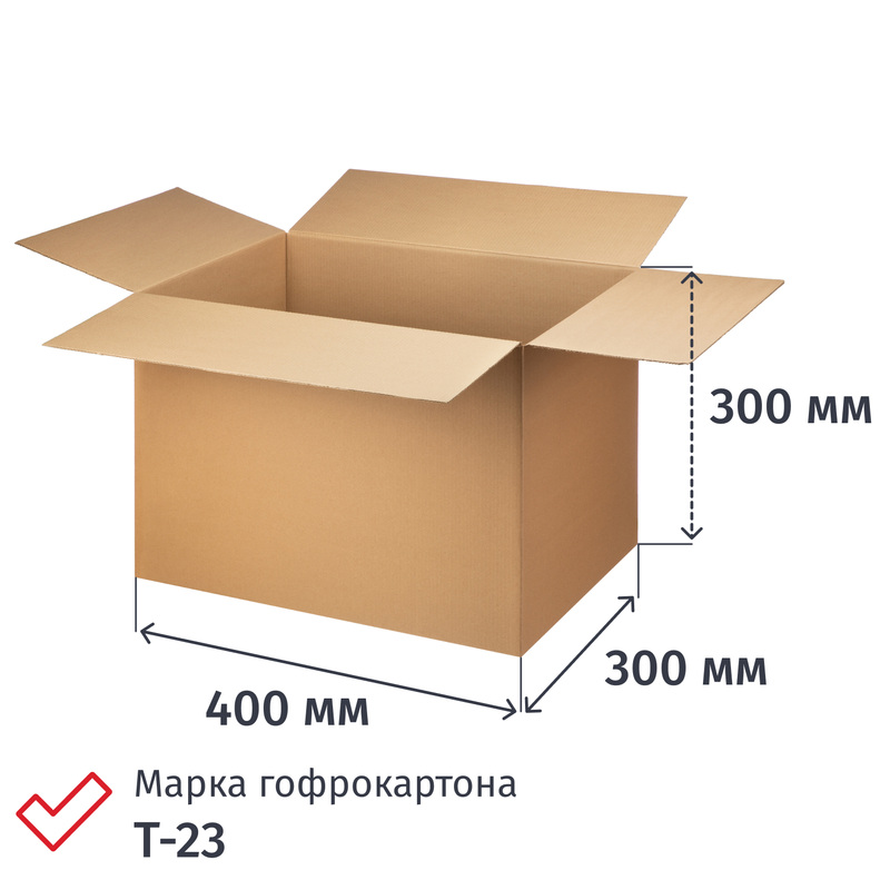 Изображение товара Гофрокороб 400х300х300 мм Т-23 профиль В бурый (20 штук в упаковке)