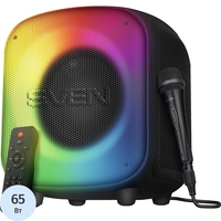 Акустическая система Sven SV-022808 чёрная с микрофоном и подсветкой