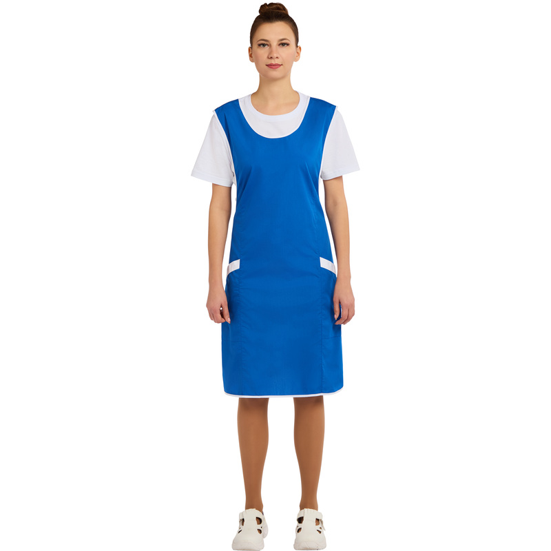 Изображение товара Фартук-сарафан для торговли Маркет Мастер васильковый белый универсальный