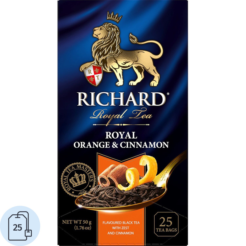 Изображение товара Чай черный Richard Royal Orange Cinnamon 25 сашет с апельсином и корицей
