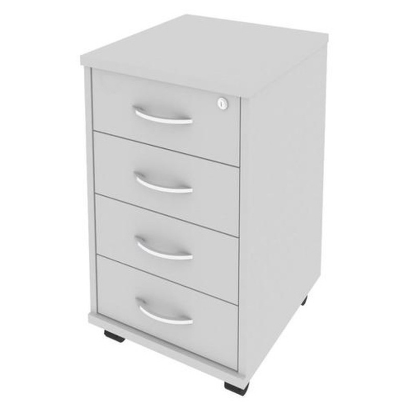 Изображение товара Тумба подкатная Riva с замком 4 ящика серый 420х450х708 мм офисная мебель