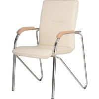 Конференц-кресло Easy Chair Samba бежевый/бук (искусственная кожа,  металл хромированный)