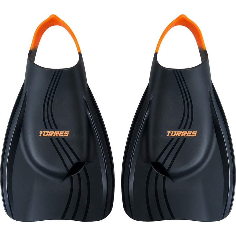Изображение товара Профессиональные ласты для бассейна Torres X1 размер 44-45 силикон чёрно-оранжевые