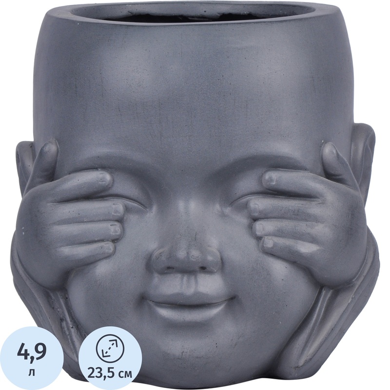 Изображение товара Кашпо Idealist 4.9 л дымчато-серое стильное и экологически безопасное