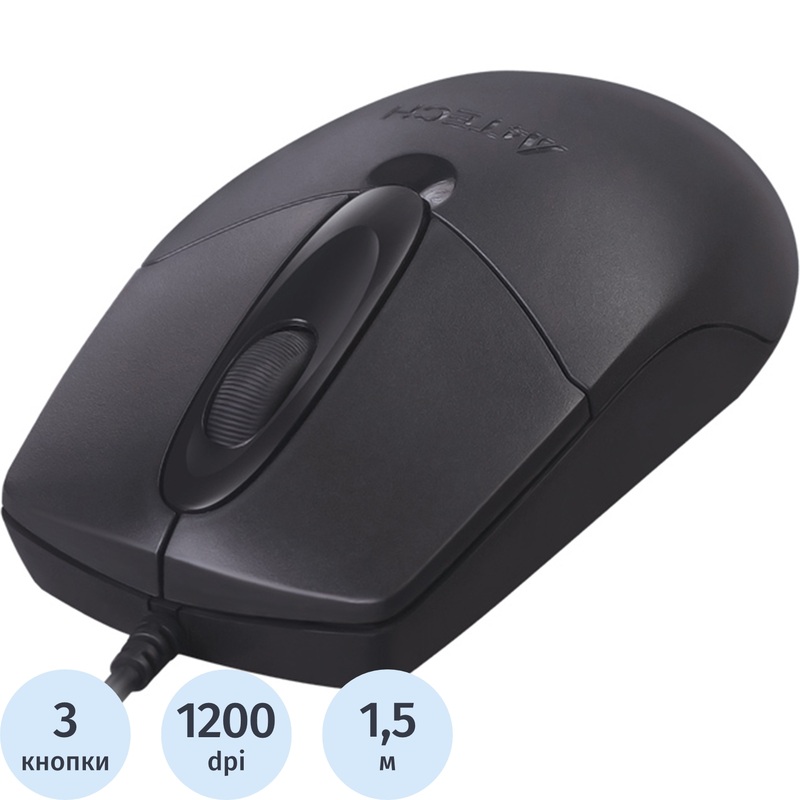 Изображение товара Мышь проводная A4Tech OP-720 черная (OP-720 PS2 (BLACK))