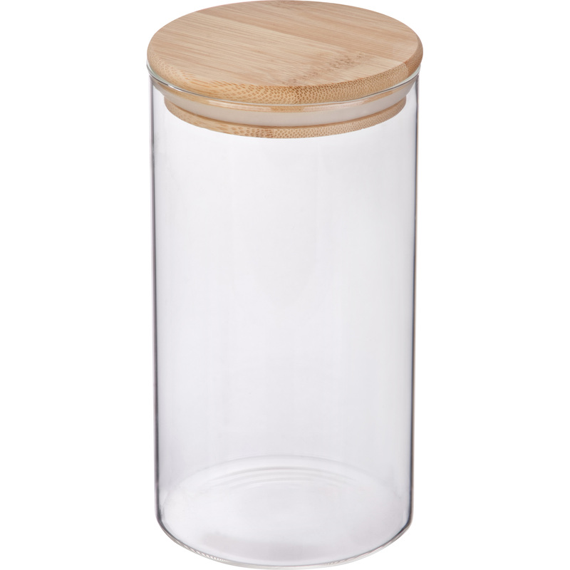 Изображение товара Банка для сыпучих продуктов Mallony Bambu стеклянная 1.3 л
