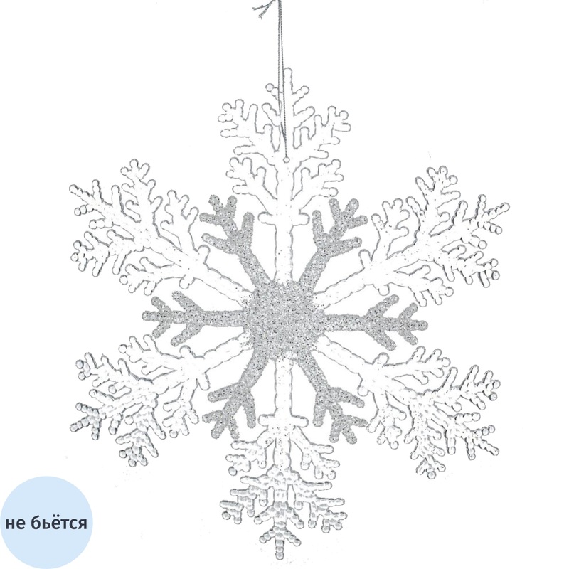 Изображение товара Новогоднее украшение на ёлку Снежинка прозрачное 27,5x0,3x31,5 см