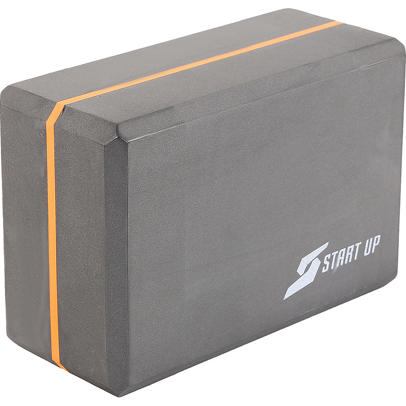 Изображение товара Блок для йоги Start up 22.8х15.2х10 см, ЭВА, серый/оранжевый