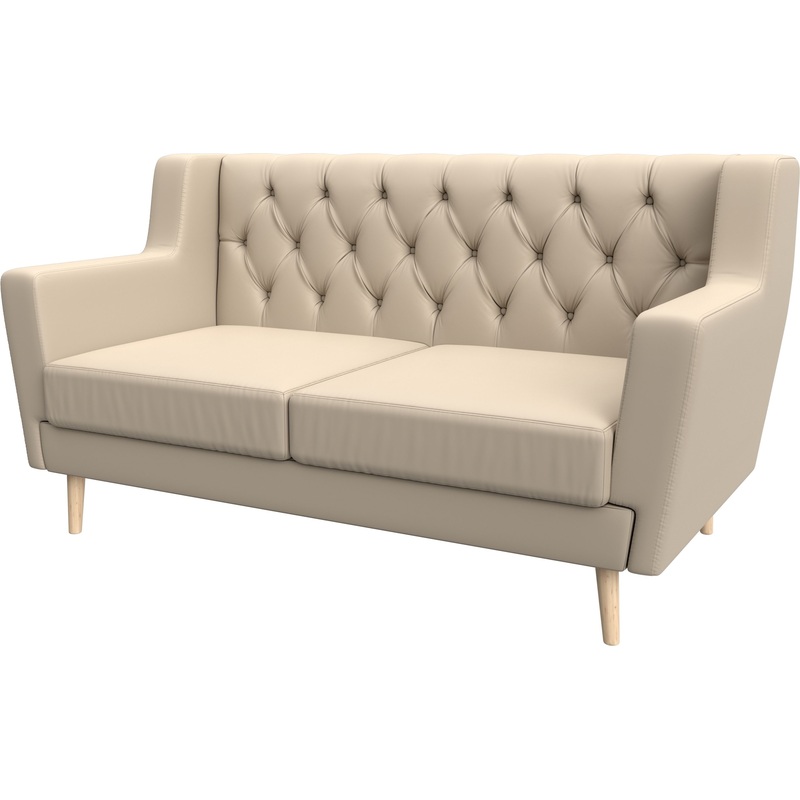 Изображение товара Двухместный диван Horeca Брайтон 2 Люкс бежевый из экокожи для кухни и небольшой гостиной