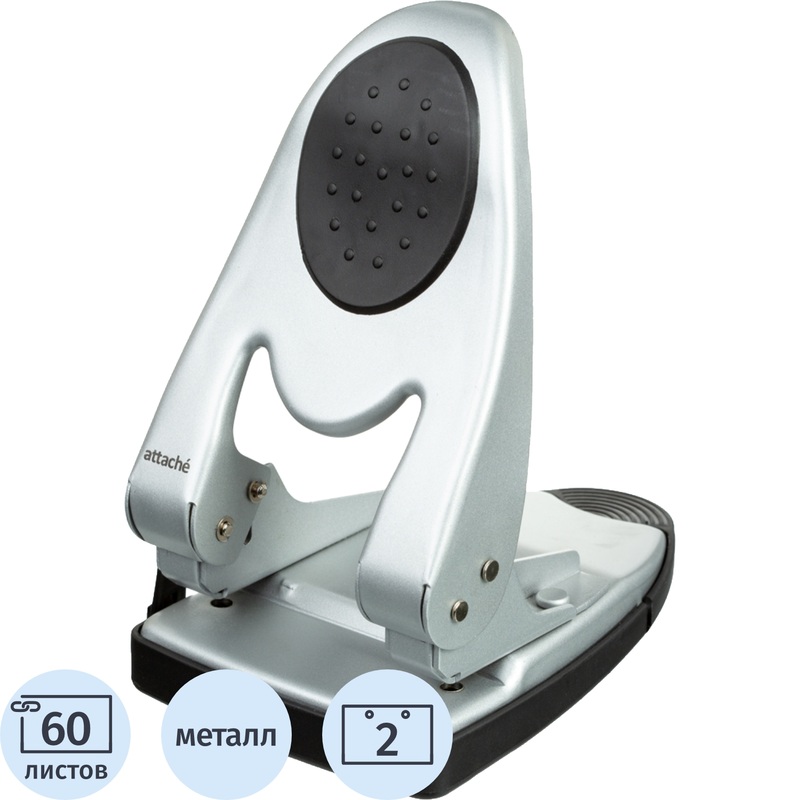 Изображение товара Дырокол Attache 6760 до 60 листов серебристый с линейкой