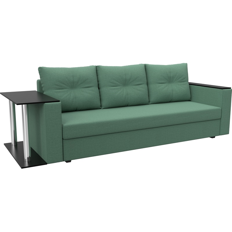 Изображение товара Диван-кровать Комфорт Атланта трехместный со столом зеленый ткань Россия