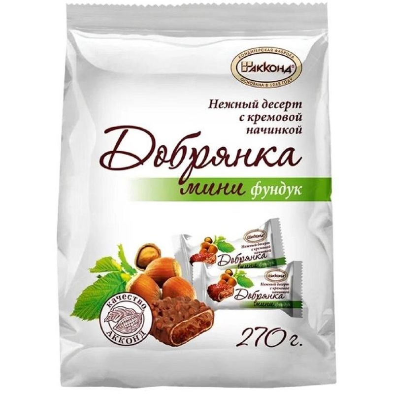 Изображение товара Шоколадные конфеты Акконд Добрянка мини фундук 270 г