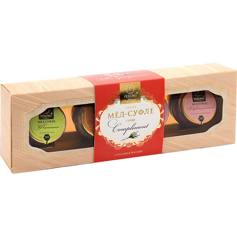 Изображение товара Подарочный набор меда-суфле Перони Комплиментс 4х30г натуральные вкусные сладости