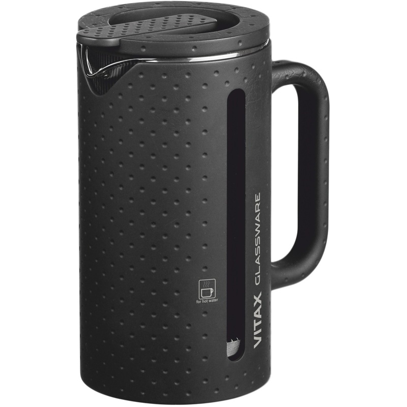 Изображение товара Френч-пресс Vitax Tea Tower 1 л из стекла с нержавеющим фильтром и силиконовой ручкой