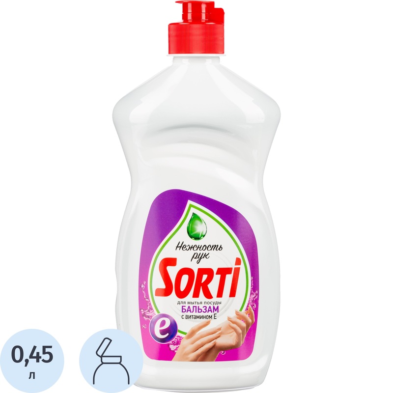 Изображение товара Средство для мытья посуды Sorti гель 0.45л без запаха для эффективной очистки