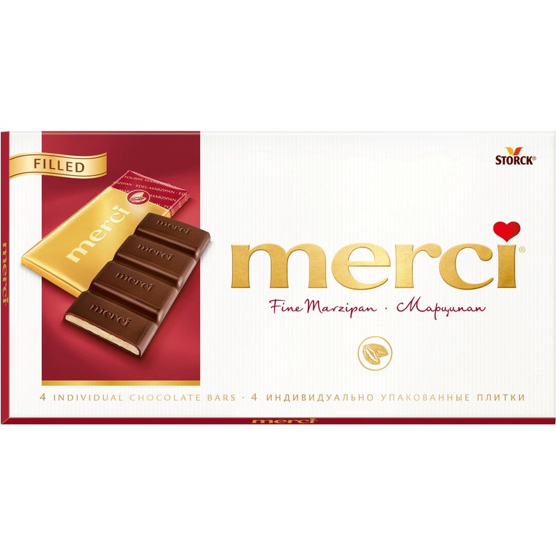 Изображение товара Шоколад Merci темный марципан 112 г с изысканным вкусом и оригинальной упаковкой