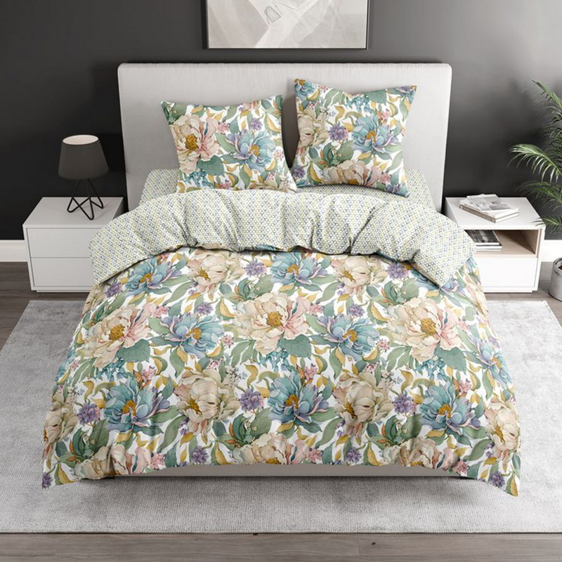 Изображение товара Комплект постельного белья Bravo Фиори 2-спальное с европростынёй поплин 70x70 см