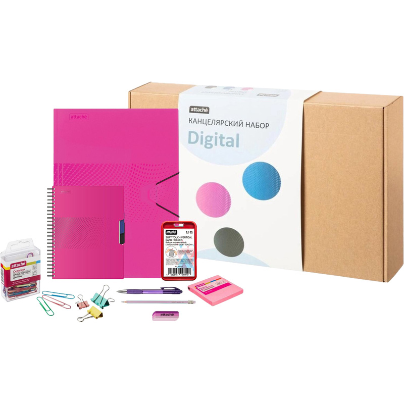 Изображение товара Набор канцелярский Attache Selection Digital розовый 9 предметов