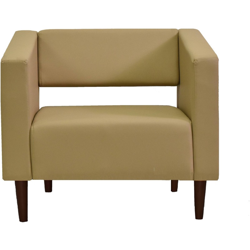 Изображение товара Кресло Ретро Р-1 бежевое из искусственной кожи с деревянными опорами