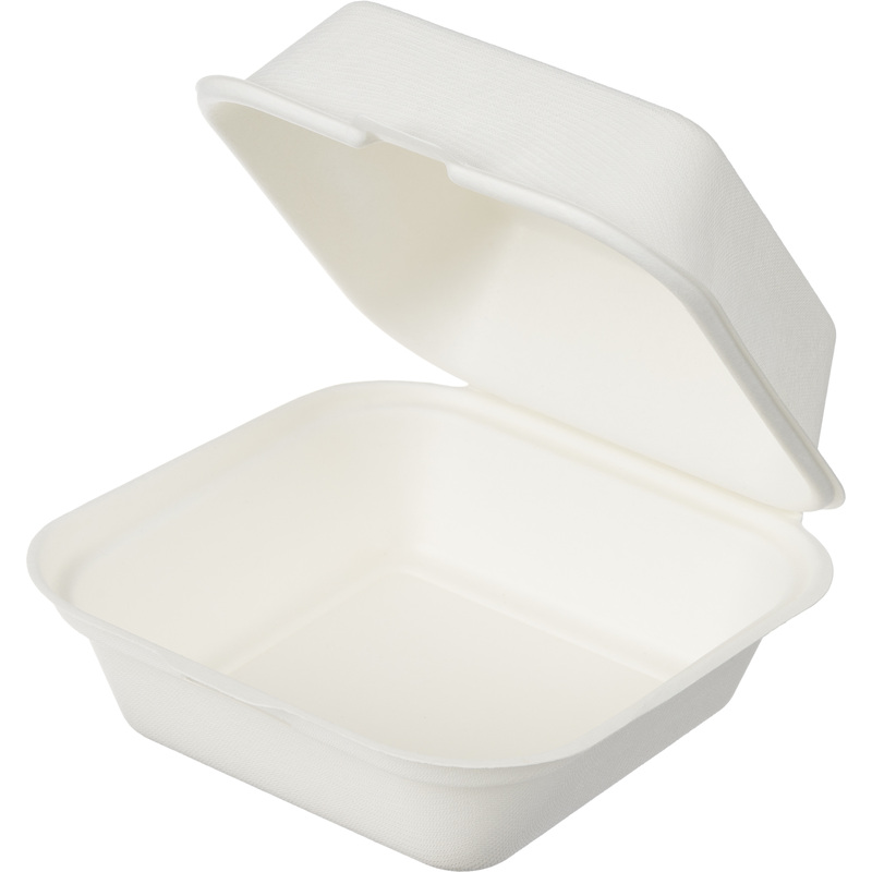 Изображение товара Ланч-бокс одноразовый из сахарного тростника 155х152х78 мм белый 50 штук