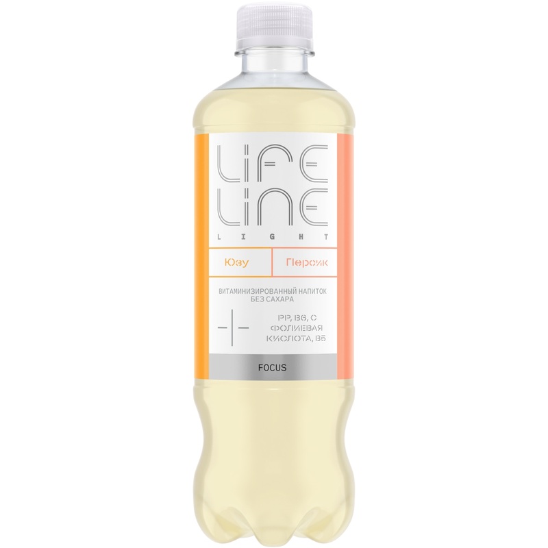 Изображение товара Витаминизированный негазированный напиток LifeLine Focus Light персик-юзу 0.5л без сахара