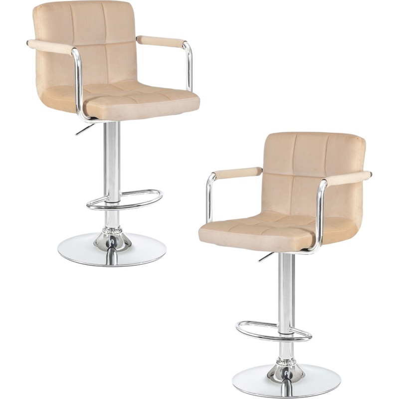 Изображение товара Стул барный DOBRIN KRUGER ARM бежевый/хром (велюр, фанера, 2 штуки в упаковке)