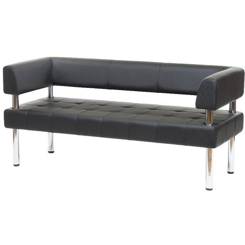 Изображение товара Трехместный диван Business черный из искусственной кожи для офиса и общественных пространств