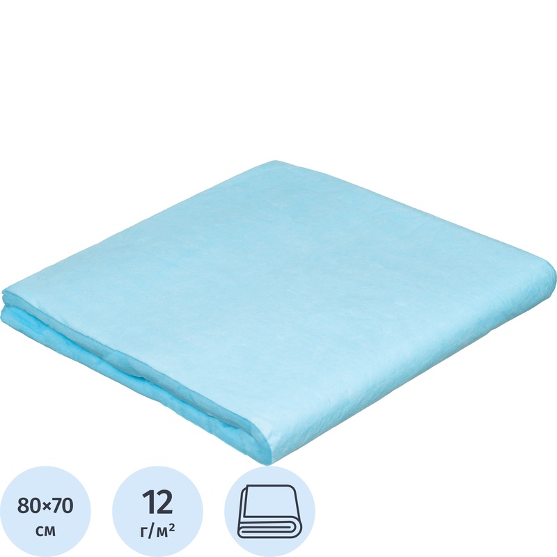 Изображение товара Одноразовая гигиеническая простыня Чистовье Стандарт 80x70 голубая упак 100 шт