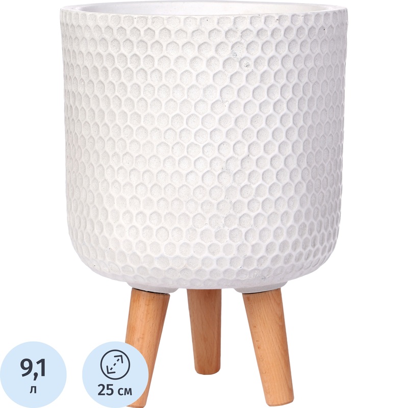 Изображение товара Кашпо Idealist Ханни белый 9.1 л на ножках для комнатных растений