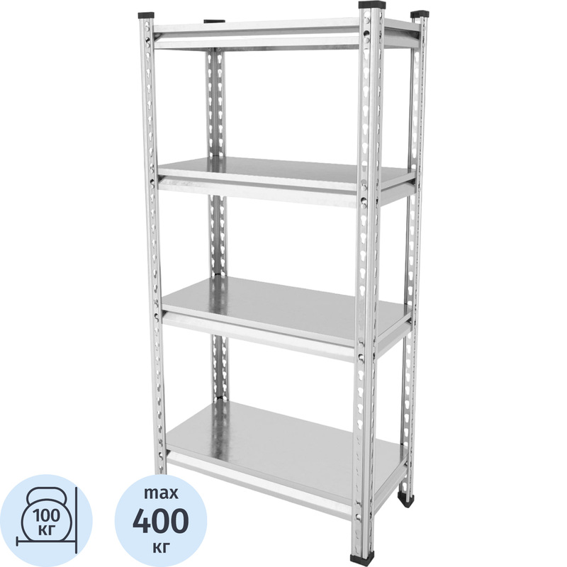 Изображение товара Металлический стеллаж Everest Beamy Simple оцинкованный 4 полки 600х300х1200 мм