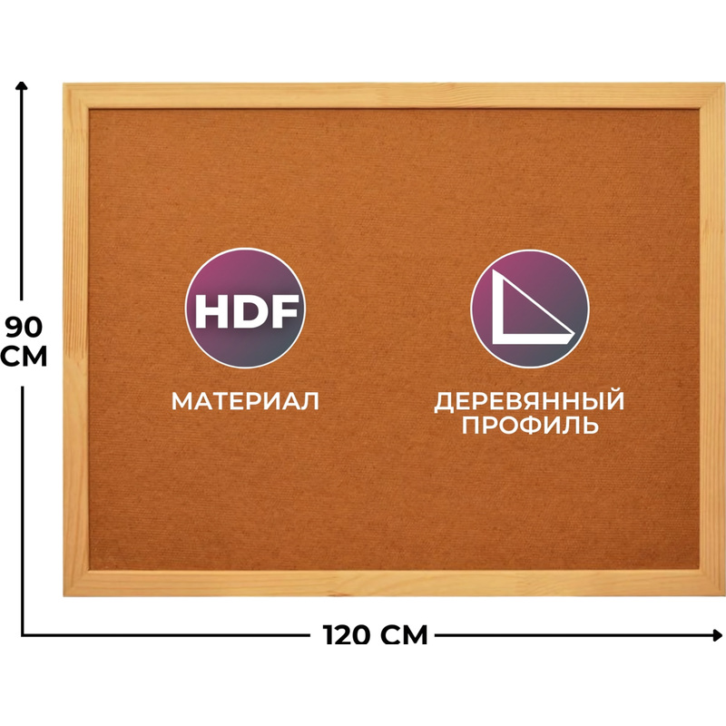 Изображение товара Доска 90х120 см Attache Economy HDF с деревянной рамой